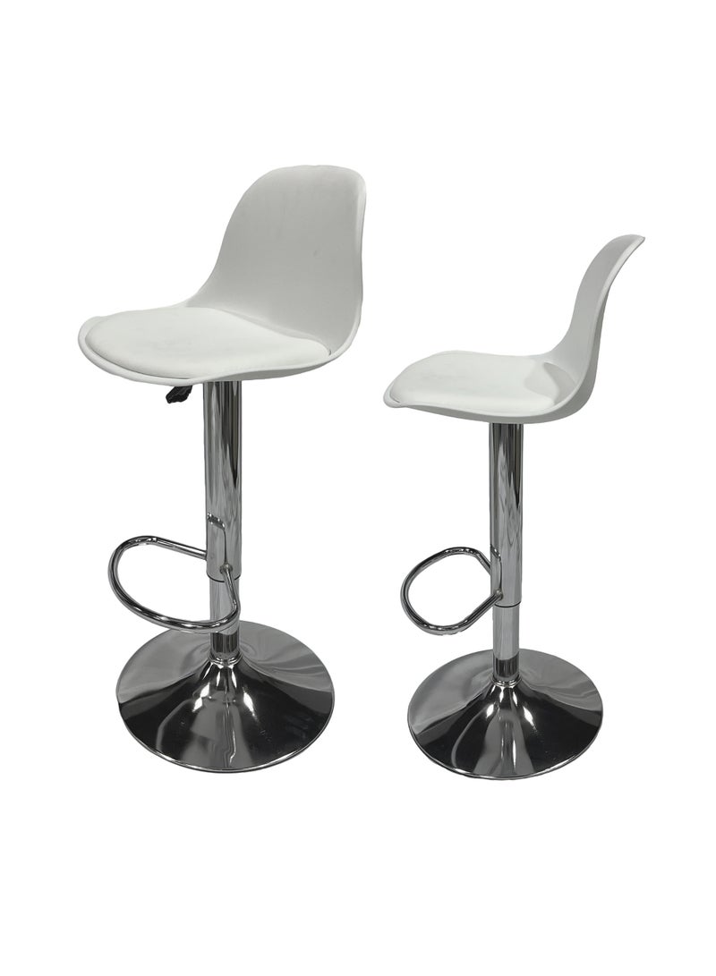 MAPLE HOME DECORATION Maple Home Decoration Swivel High Chair Bar Stool Adjustable Up Down Stainless Steel Base Office Restaurant Furniture (White 2 Pcs) - Image 1